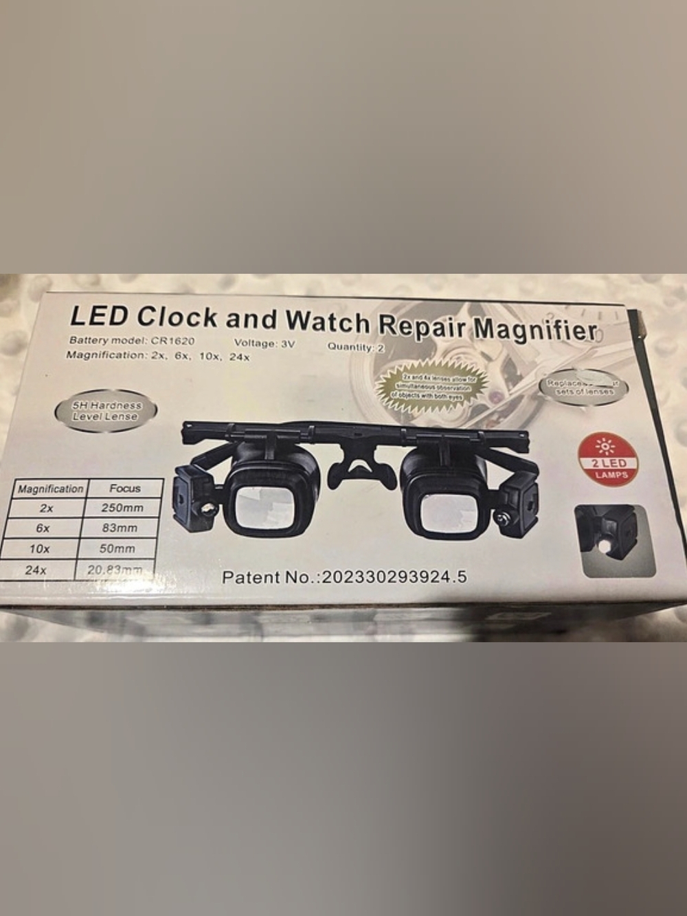 LED Clock and Watch Repair Magnifier with LED Lights, Black